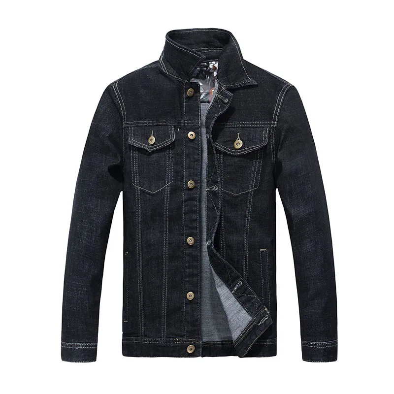 Idopy Mens Classic Black Denim Jacket Long Sleeve Retro Vintage Washed Jean Jacket Slim Fit