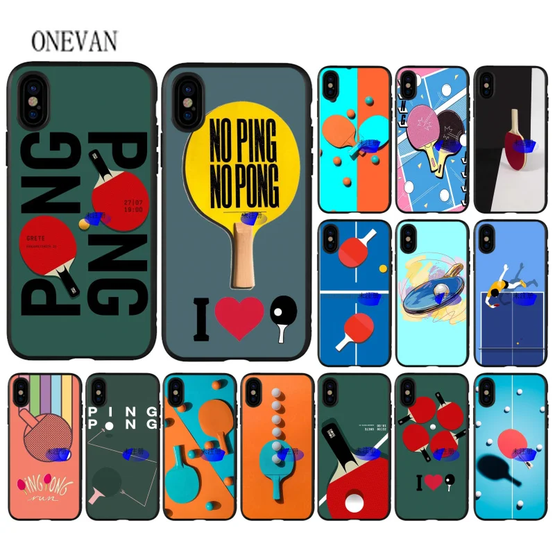 

Play table tennis Ping-pong ball black soft Phone Case for iPhone 7 8 6 6S Plus X XS MAX 5 5S SE XR Cover