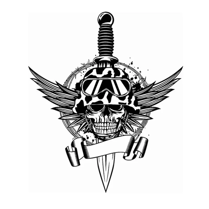 DCTAL Skull Halloween Dagger Wing Soldier Sticker Punk Death Decal Halloween Devil Poster Car Window Art Wall Decals Decor Mural