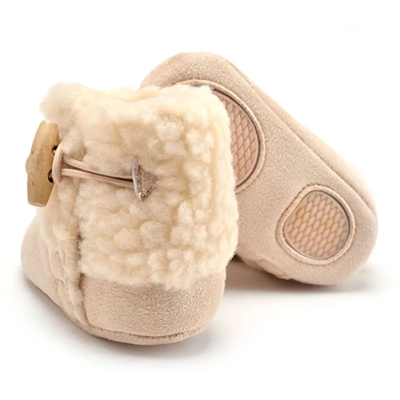 Детские ботинки для новорожденных, сохраняющие тепло, для маленьких мальчиков и девочек, для первых шагов, милые зимние ботинки для малышей, обувь для помещений, на мягкой подошве, детские ботинки