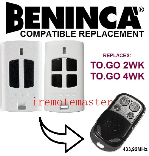 

BENINCA TO.GO 4WK, TO.GO 2WP,TO.GO 4WP,T2WK,T4WK,LOT1W,LOT2W,LOT4W,LOT2WMS replacement remote DHL free shipping