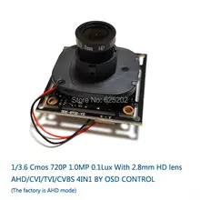 V20E+OV9732 DWDR AHD/CVI/TVI/CVBS 4 in 1 1/3.6 Cmos Module 720P 1.0MP With 2.8mm HD Lens