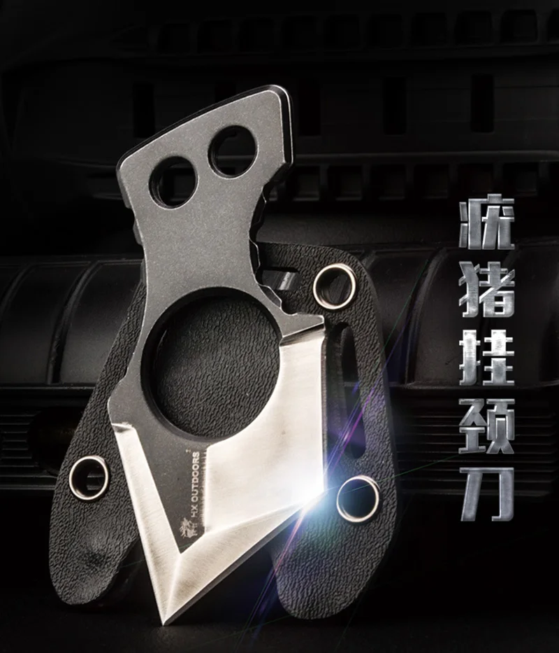 Baratos HX al aire libre Edc cuchilla fija cuchillo cuello supervivencia caza supervivencia cuchillos de bolsillo 4Cr13mov acero con Kydex herramienta de Camping