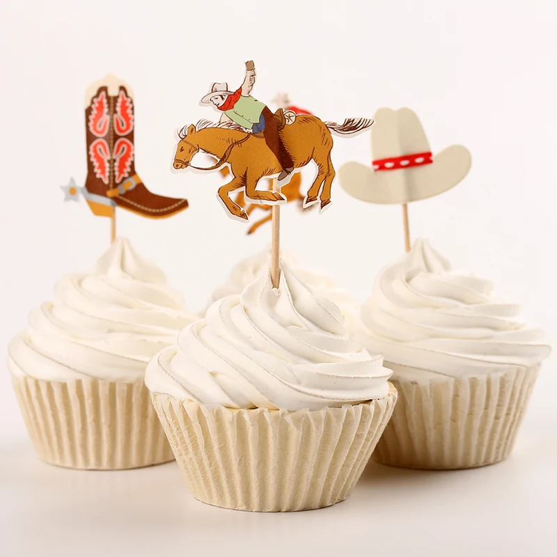 handsome cowboy party cupcake toppers picks decoration for kids birthday party favors decoration supplies 24pcs - Party Decoration Stores handsome cowboy party cupcake toppers picks decoration for kids birthday party favors decoration supplies 24pcs - Party Decoration Stores