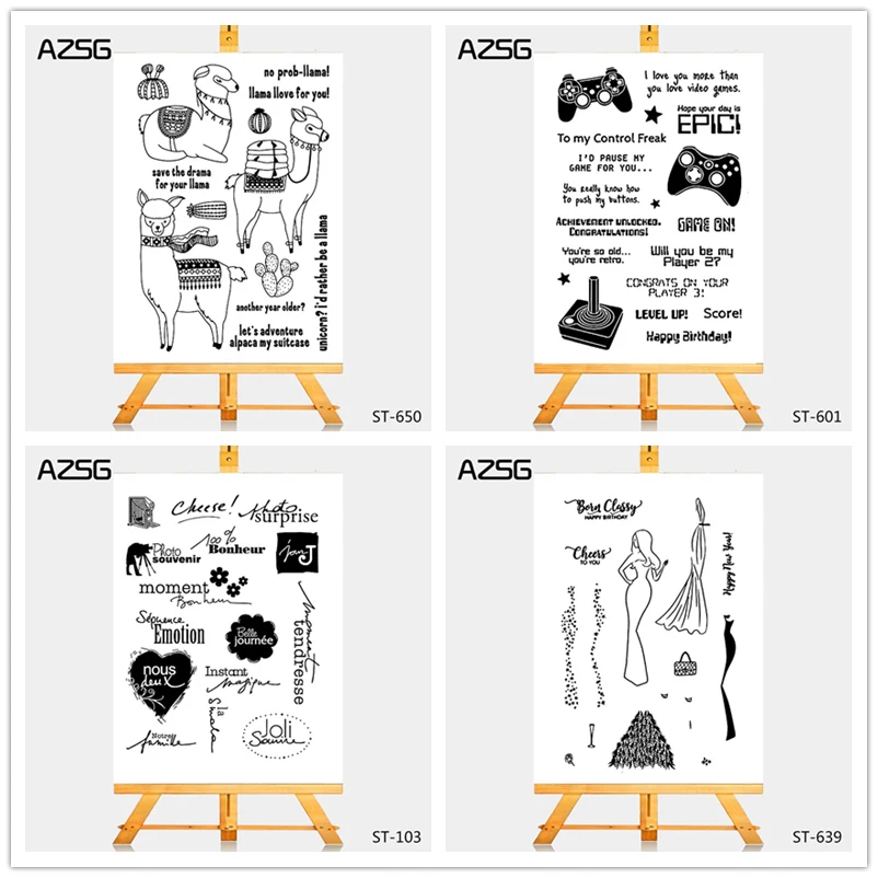 

AZSG French words Alpaca Game handle Clear Stamps/Seal For DIY Scrapbooking/Card Making/Album Decorative Rubber Stamp Crafts