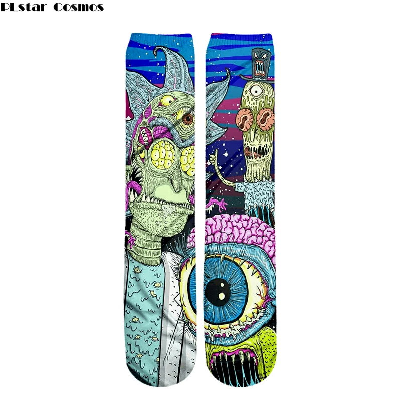 Модные носки для мужчин и женщин с 3d принтом аниме Рик и Морти высокие ...