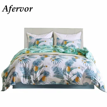 

Home Textile Tropical Plant Bedding Set Pineapple and Leaves Design Duvet Cover Set Quilt Cover for Adults Twin Queen King Size
