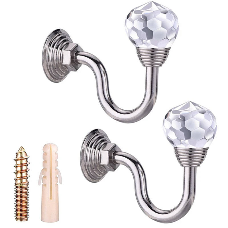 10 x Crystal /& Chrome Tie Back Hooks Curtain Fabric