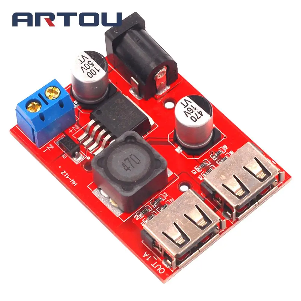 LM2596 LM2596S двойной USB преобразователь 9 В 12 24 36 до 5 3 А понижающий плата автомобильное