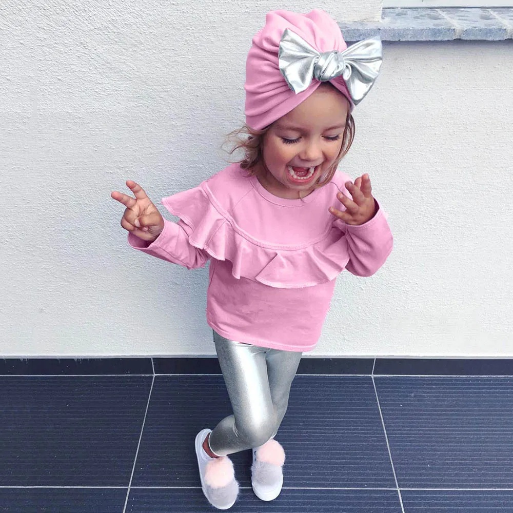 

MUQGEW Fashion Toddler Kids Baby Girls clothing set 3PCs Top+Pants+Hat Clothes Outfit Sets baby clothes Brand Infant Clothing