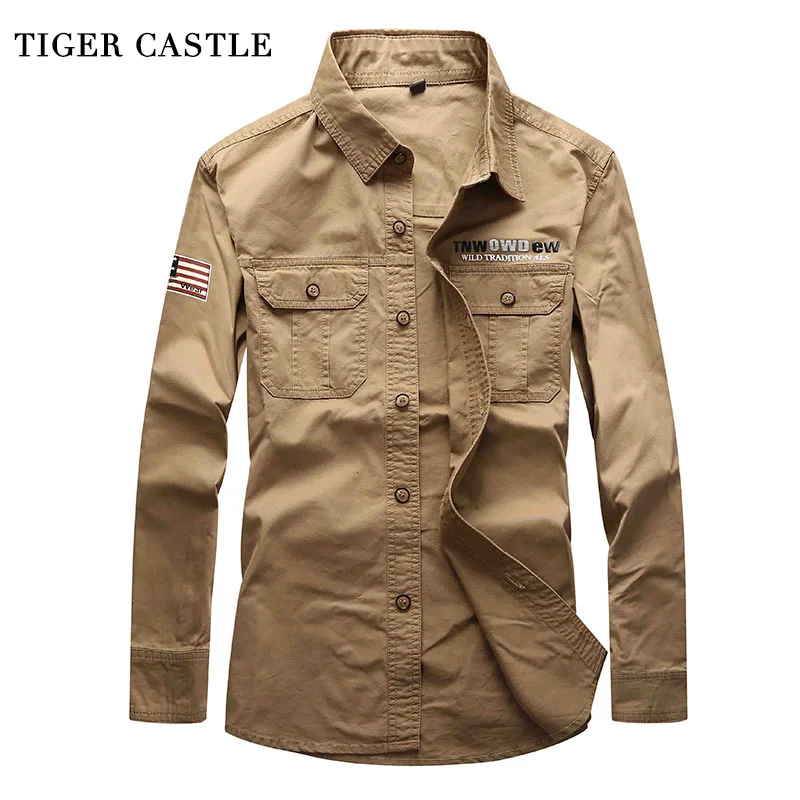 Мужская джинсовая рубашка с длинным рукавом TIGER CASTLE мешковатая хлопковая в стиле