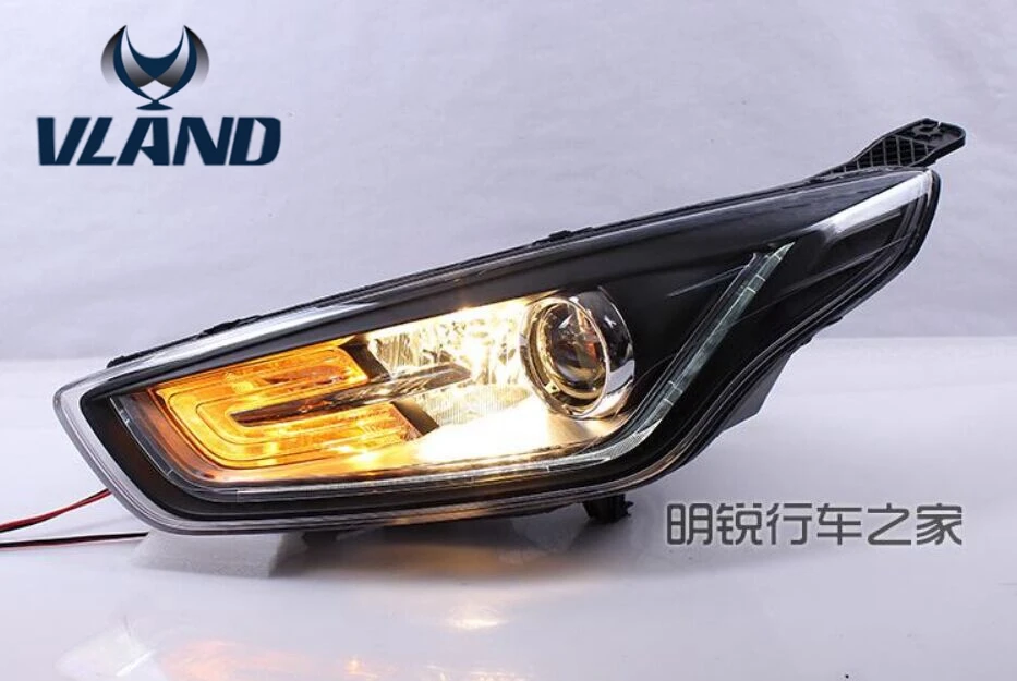 Auto Car Styling For 2015 2016 Fords Escorts Fries Headlight LED Headlamp With HID Xenon