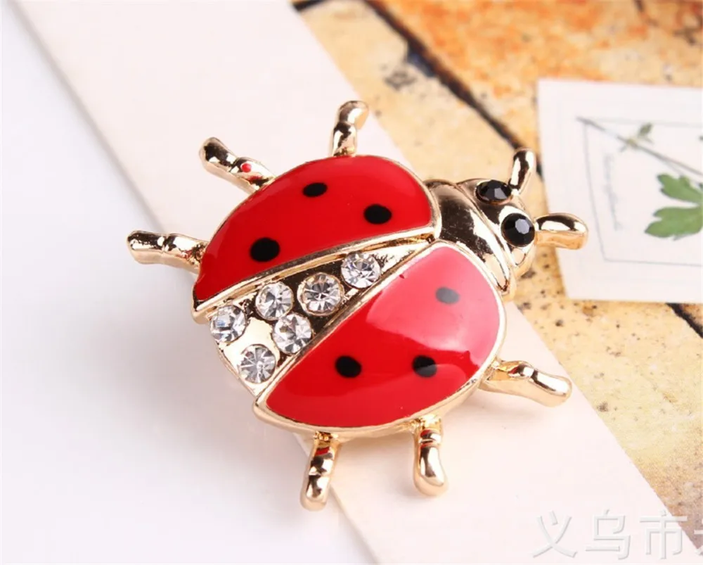 vb5002 Fashion animal rhinestone ladybug brooch for women jewelry 1