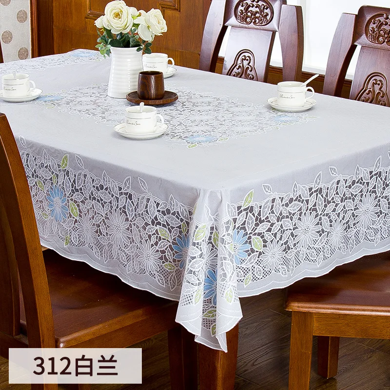 PVC Tablecloth Dining Table Plastic Cover Coffee End Table Cloth Waterproof Rectangle 137cm x 180cm Orange Blue White