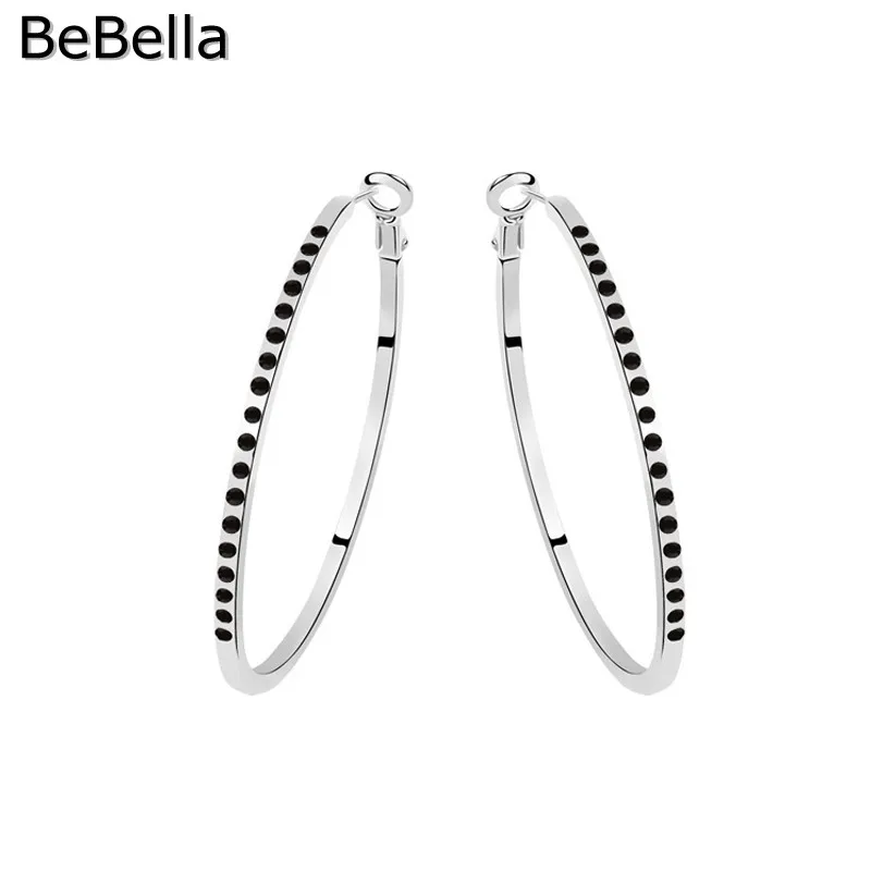 BeBella 5,3 см большие серьги-кольца полукруг с кристаллами, модные украшения для девушек, женщин, влюбленных, рождественский подарок - Окраска металла: Jet