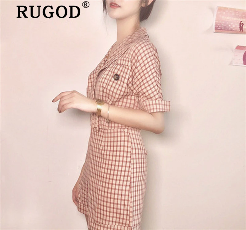 Женские клетчатые боди RUGOD топы и шорты с v образным вырезом летняя повседневная