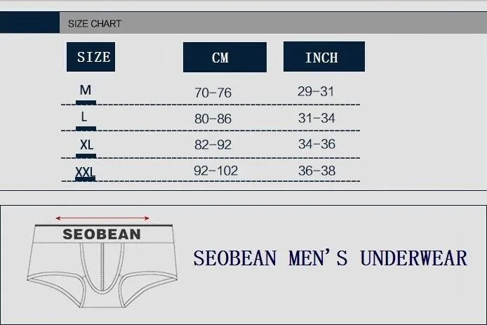 SEOBEAN Боди Мужская низкая посадка Мода хлопок боксер нижнее белье