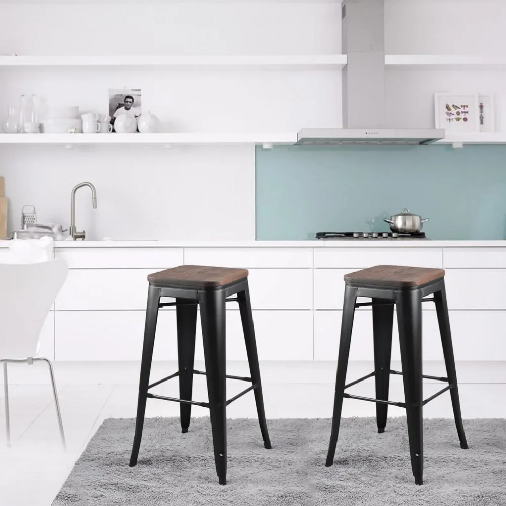 Newest 4pcs Comfortable Industrial Bar Versatile Stool Seat Breakfast Kitchen Bistro Cafe Classic Chair Home Furniture