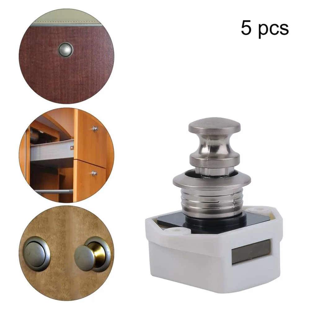 

Durable Mini Push Lock Button Catch Lock Cupboard Door Knob Motorhome RV Cabinet Drawer Push Latch Wonderful Accessory