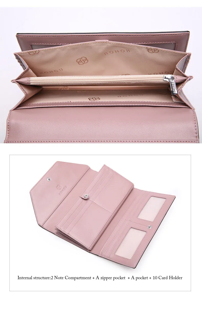 HONGU Fashion Women Evening Bag Women Top-Handle Bag Natural Genuine Leather Wallets Hasp Purses Wristlets Leisure Crossbody Bag    6_01_06