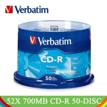 DVD диски Verbatim 50/лот CD-R CD диски Bluray 700MB 80min 52X фирменные записываемые носители пустой диск 50PK шпиндель компактной записи