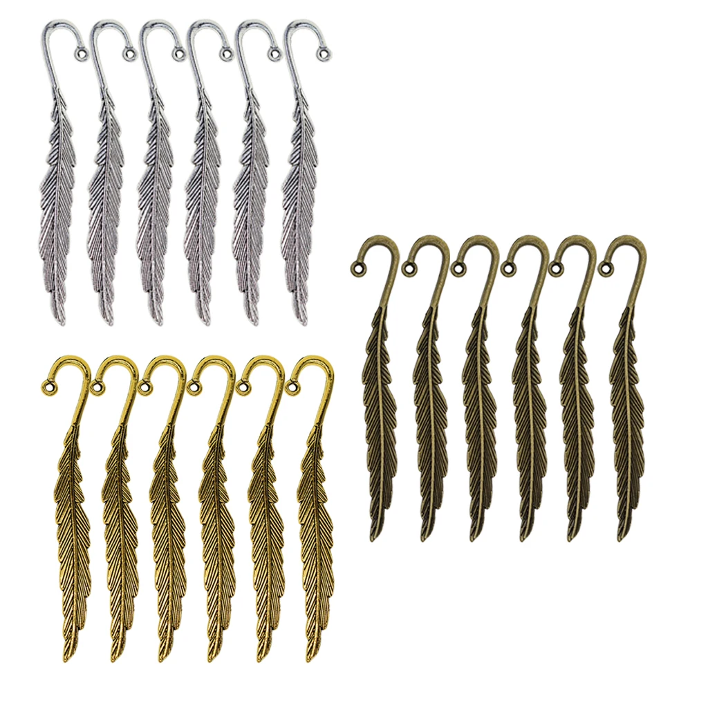 30/18Pack Wholesale Vintage Tibetan Tone Beading Feather Bookmarks Loop DIY Jewelry Making School Student Office Stationery Gift