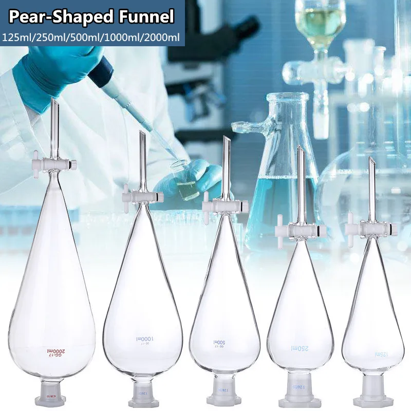 

125ml/250ml/500ml/1000ml/2000ml Pear Shaped Funnel Filtration Apparatus Flask School Educational Lab Supply