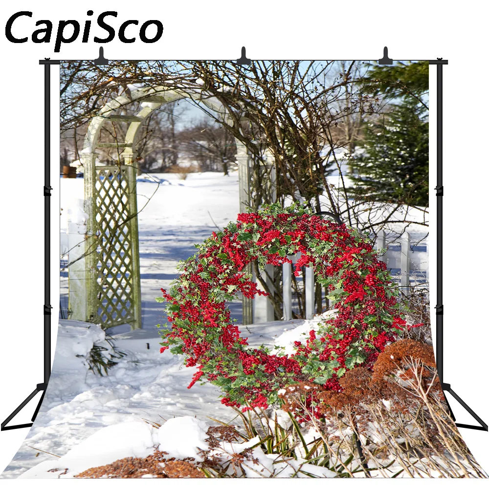 

Capisco Christmas photography background winter snowflake garden tree door photograph background fond studio vinyl prop