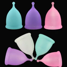 1 taza reutilizable de higiene 2 tamaños copa Menstrual de Color aleatorio Período de silicona suave de grado médico para mujer