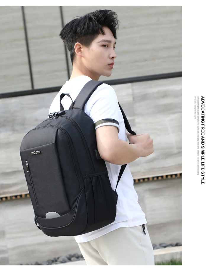 Модный мужской рюкзак, рюкзак для ноутбука с Usb зарядкой, мужской рюкзак, водонепроницаемый рюкзак с защитой от кражи, мужской рюкзак