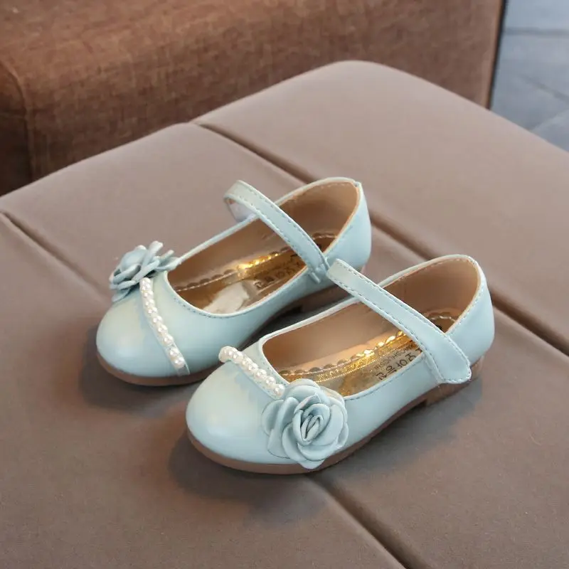 Children Flats Baby Girl Pearl Flower Design Anti Slip Flats Shoes ...