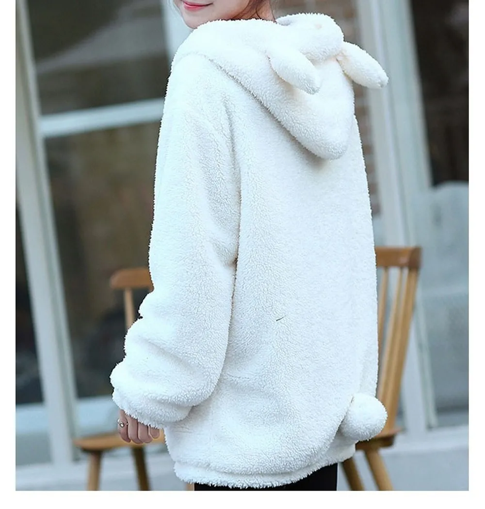 ZOGAA New winter Korean version of the little bear bunny with ears and tail cartoon plush jacket hooded women ZOGAA New winter Korean version of the little bear bunny with ears and tail cartoon plush jacket hooded women