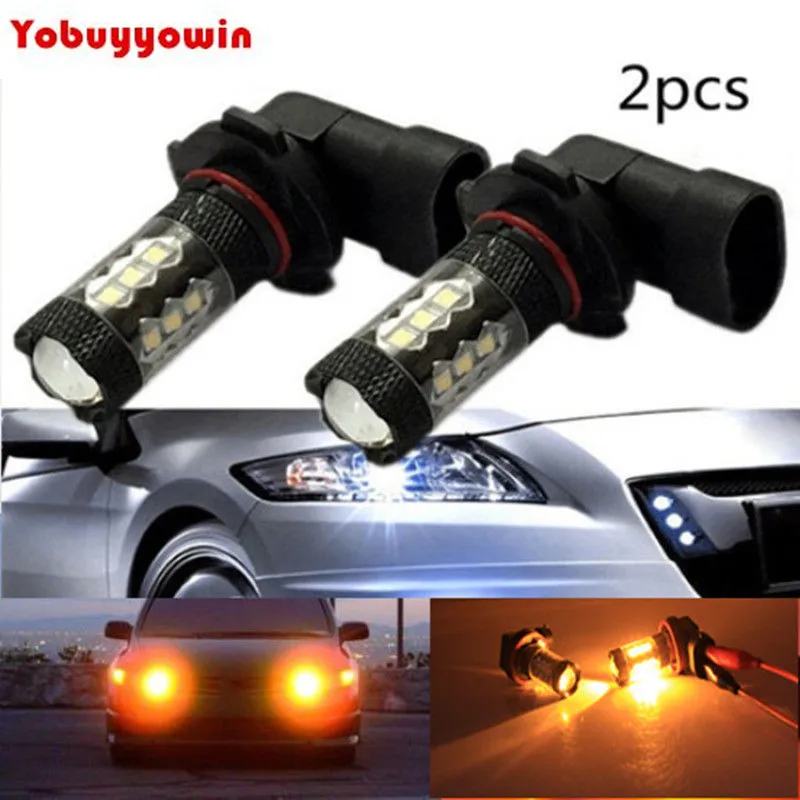 

2Pcs 9005 H10 HB3 80W Samsung led Chips 2323 LED 3000K Amber/Orange Projector Fog Driving Light Bulbs