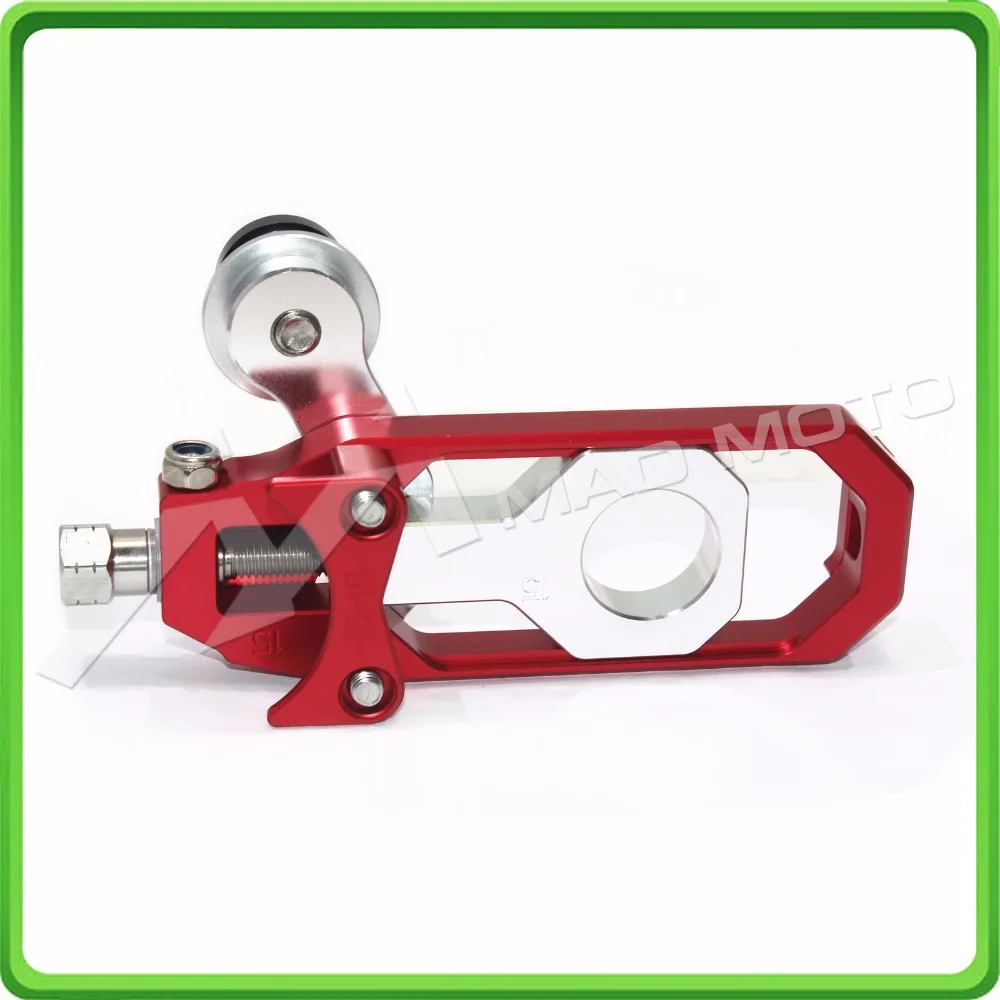 Motorcycle Chain Tensioner Adjuster with bobbin fit for APRILIA RSV4 2009 2010 2011 2012 2013 2014 Red & Silver (12)