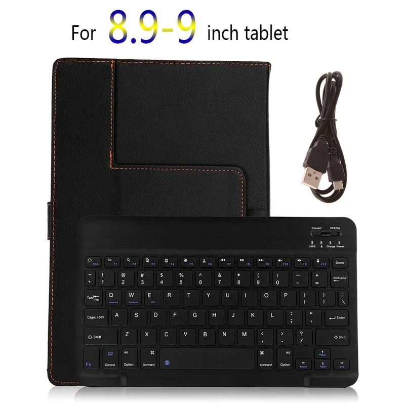 

Folding Keyboard Bluetooth Case Leather Cover Folio Stand For 8.9"-9" Tablet