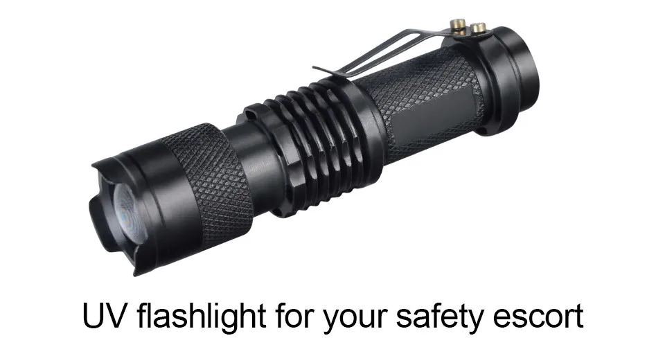 UV Flashlight Zoomable Ultraviolet Flashlight Touch Linterna LED Mini UV Black Light Pet Urine Stains Detector Scorpion Hunting (2)
