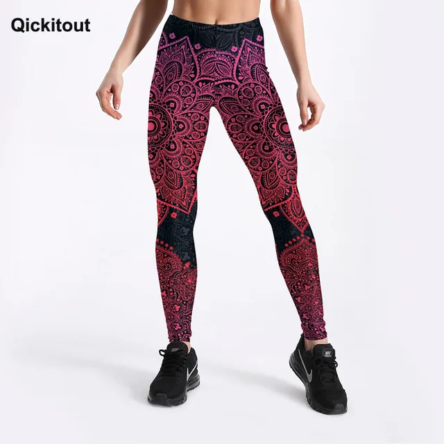 Qickitout New Arrival Summer Sexy Women Leggings Rosy Floral Printed Leggings Fitness Workout Leggings Drop Cute Pants Shipping טייץ מצויר
