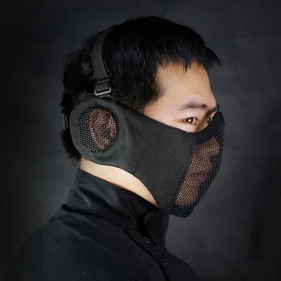

2018 New Tactical hunting army Airsoft Mask Half Lower Face Metal Steel Net field elite ear protection outdoor cycling CS mask