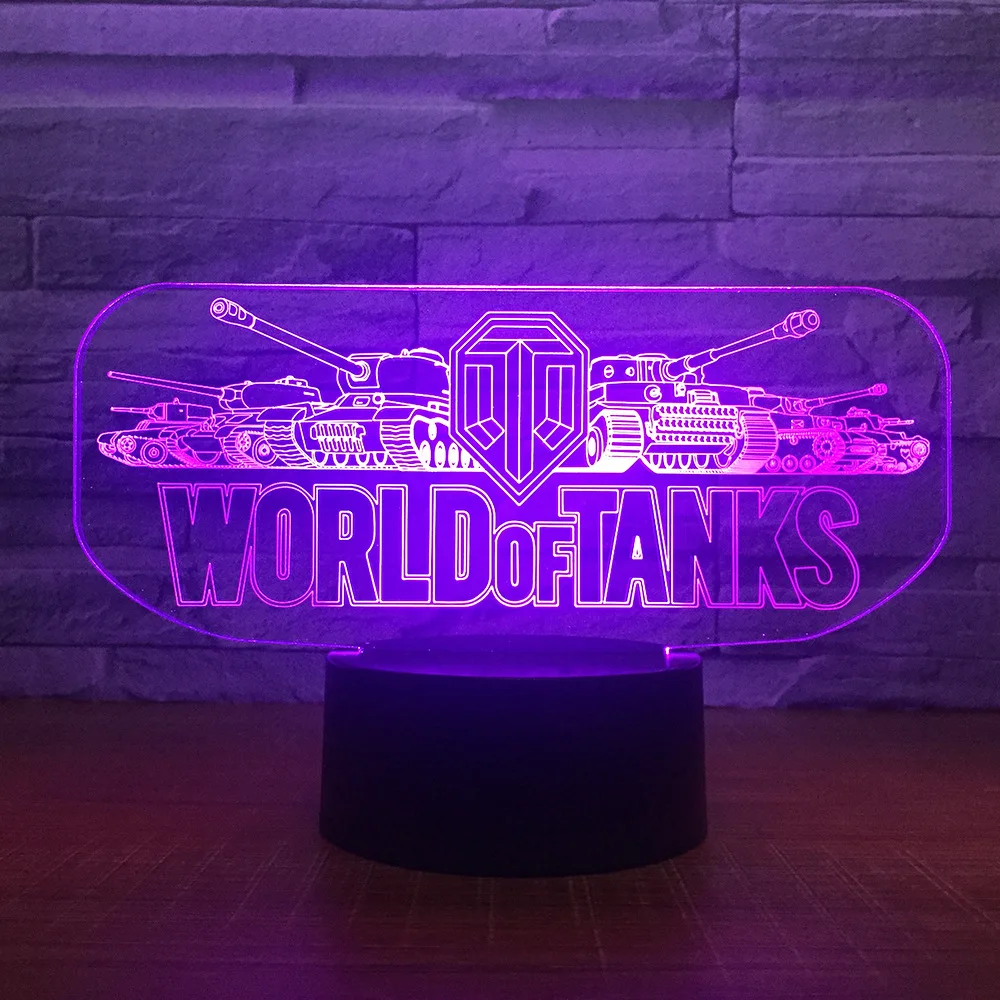 World Tank Car 3D ночник Иллюзия 3d светодиодный LED 7 цветов changingTouch настольная лампа для ребенка подарок на день рождения Прямая поставка