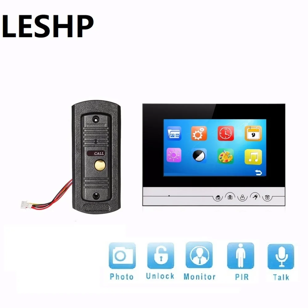 

LESHP XSL-V70Rm-M1 Wired Visual Doorbell 7 Inch LCD Video Monitor Door Phone Intercom System Door Release Unlock Doorbell Camera