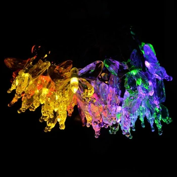 

NEW 5M 20 LED Colorful Butterfly String Lights Solar Powered Fairy Party Wedding Christmas Flashing LED Home Decoration