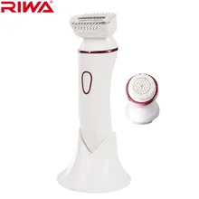 Эпилятор Riwa 2 в 1 для очистки лица, для бритья, удаления волос, бикини, подмышек, перезаряжаемая щетка для мытья лица, моющаяся, 100-240 В