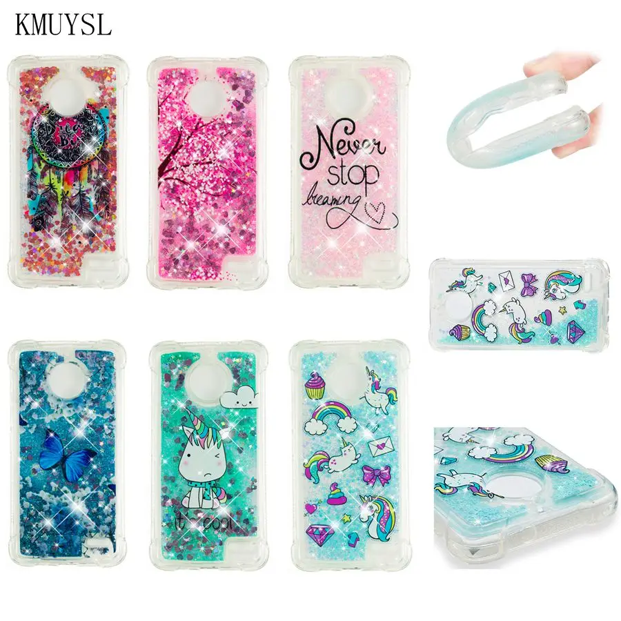 

KMUYSL For Moto G5s Cartoon Unicorn Silicone Soft Glitter Dynamic Liquid Quicksand Case For Motorola Moto E4 Cases Back Cover