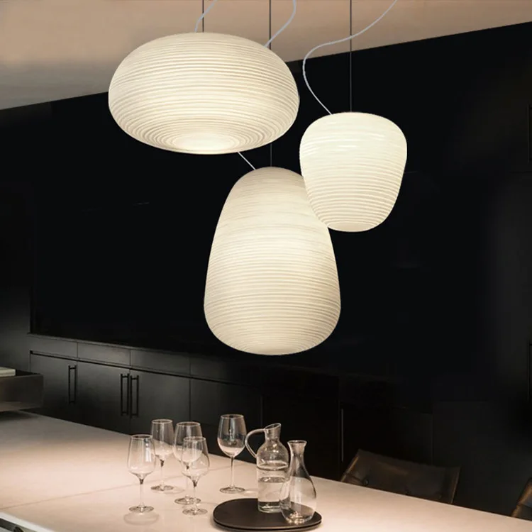 

Designer White Glass Pendant Light Nordic Ceiling Hanging Lamp Kitchen Island Dining Room Bedroom Restaurant Pendant Lamp
