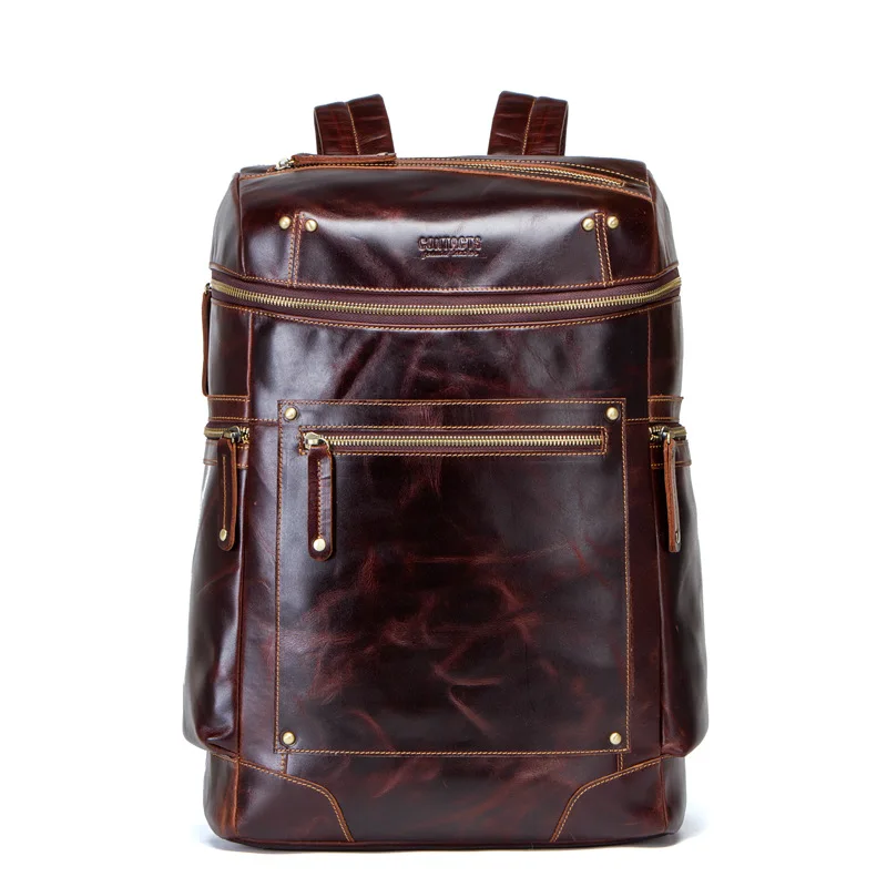 

2018 crazy horse genuine leather men's backpack waterproof laptop bag for men vintage bagpack big capacity backpacks male travel