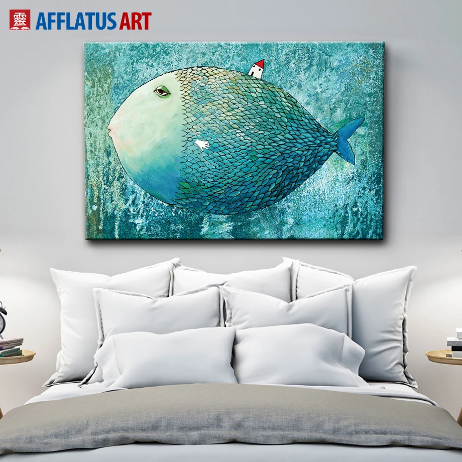 AFFLATUS Fish скандинавский плакат холст живопись акварельные настенные художественные плакаты и принты абстрактные настенные картины для декора гостиной