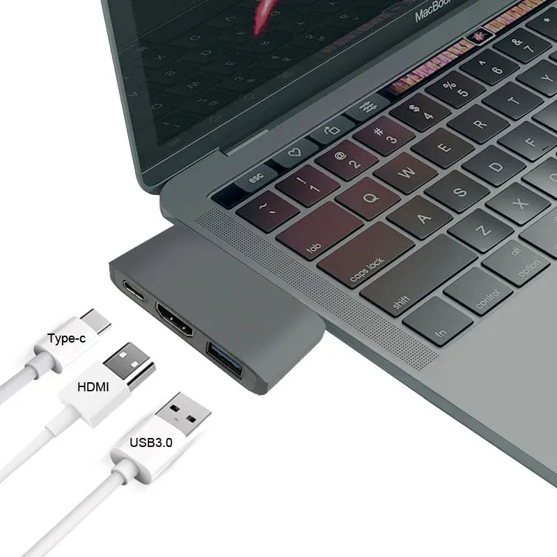 Mosible 3-в-1 Thunderbolt 3 адаптер USB C концентратор к HDMI с USB 3,0 концентратор Тип-c PD для MacBook Pro USB-C