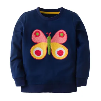 

Jumping meters Girls Sweatshirts butterfly Baby Sweatshirts Autumn Winter Children Clothes Applique Animal Sweatshirt Girl Tops