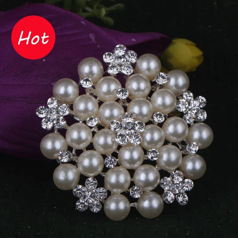 Женская Брошь с искусственным жемчугом Посеребренная брошь в форме букета|brooches