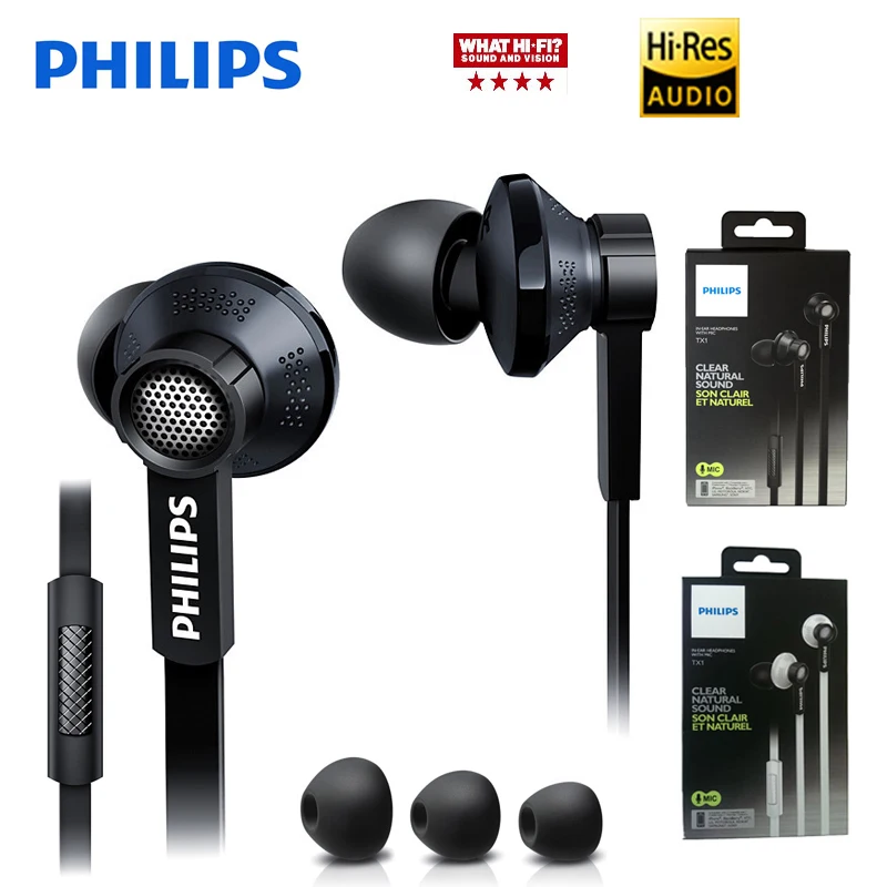 Philips TX1 Hires проводные наушники с HIFI качеством совместимые IOS/Android CCAW звуковая